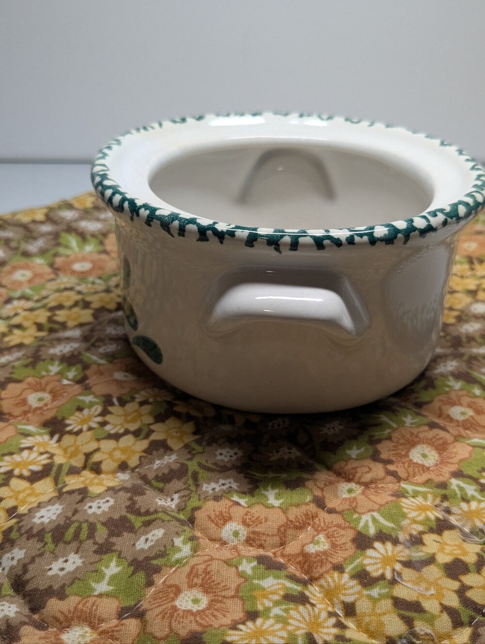 Country Green Heart Design Ceramic Individual Casserole Dish 5" Diameter - Picture 7 of 13